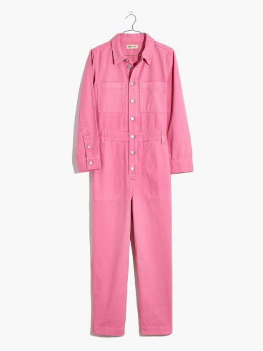 Madewell Garment-Dyed Relaxed Coverall Jumpsuit in Azalea (XS) — NWT